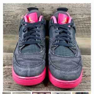 Jordan 7y Nike Air Jordan 4 Retro Girl's Denim Shoes